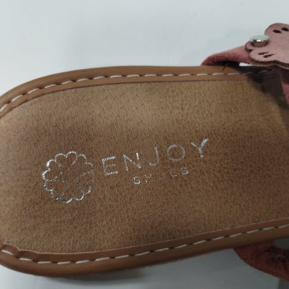 Enjoy Shoes Studded Flat Sandals Womens Size 38 Pink Flowers Adjustable Straps - Picture 9 of 10